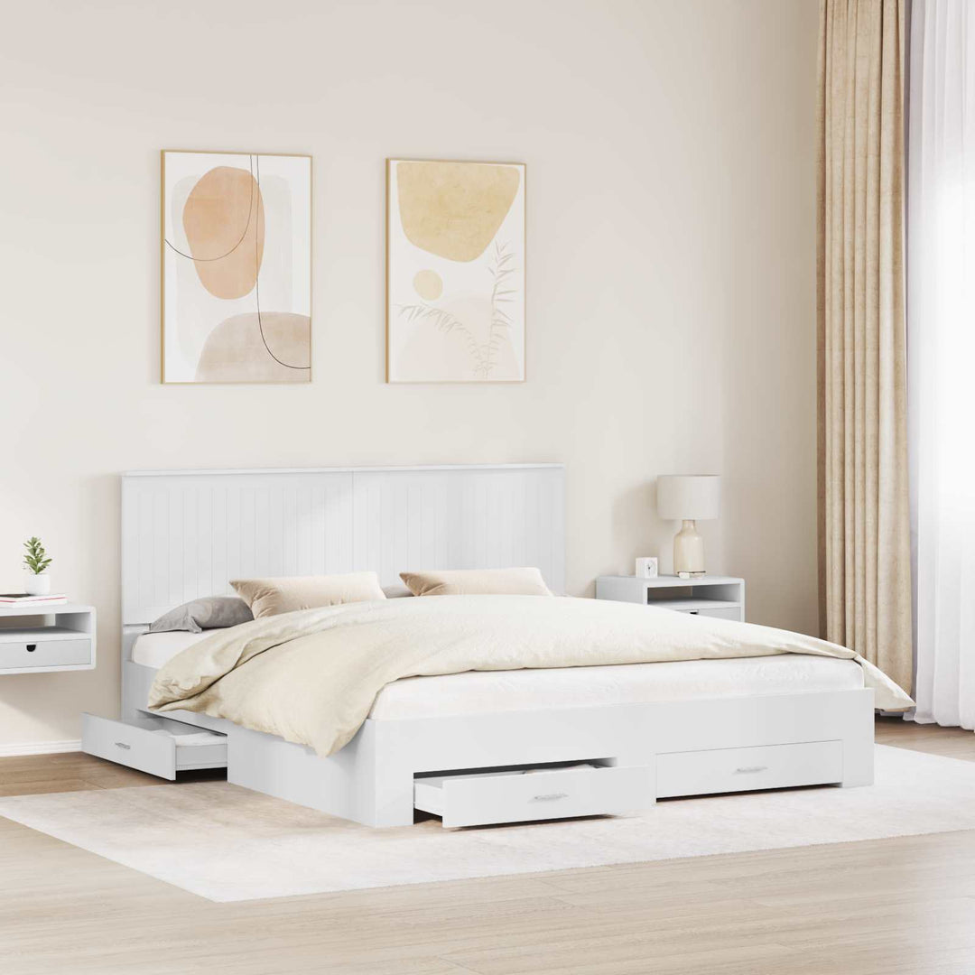 Sengestel med hovedgærde Hvid 180 x 200 cm Konstrueret træ