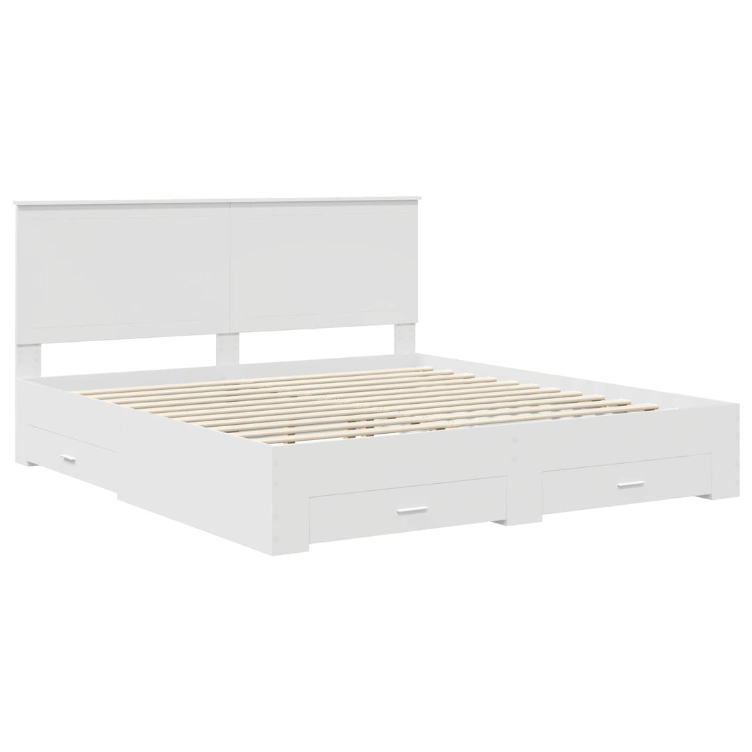Sengestel med hovedgærde Hvid 180 x 200 cm Konstrueret træ