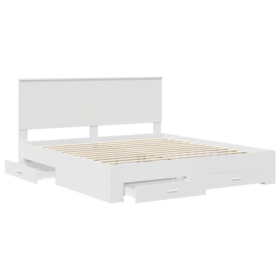 Sengestel med hovedgærde Hvid 180 x 200 cm Konstrueret træ