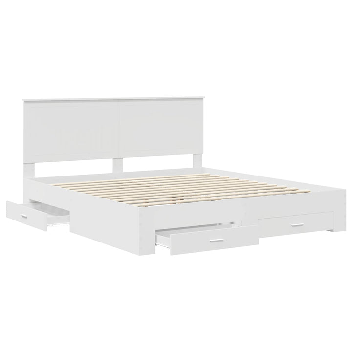 Sengestel med hovedgærde Hvid 180 x 200 cm Konstrueret træ