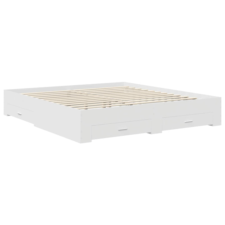 Sengestel med hovedgærde Hvid 180 x 200 cm Konstrueret træ
