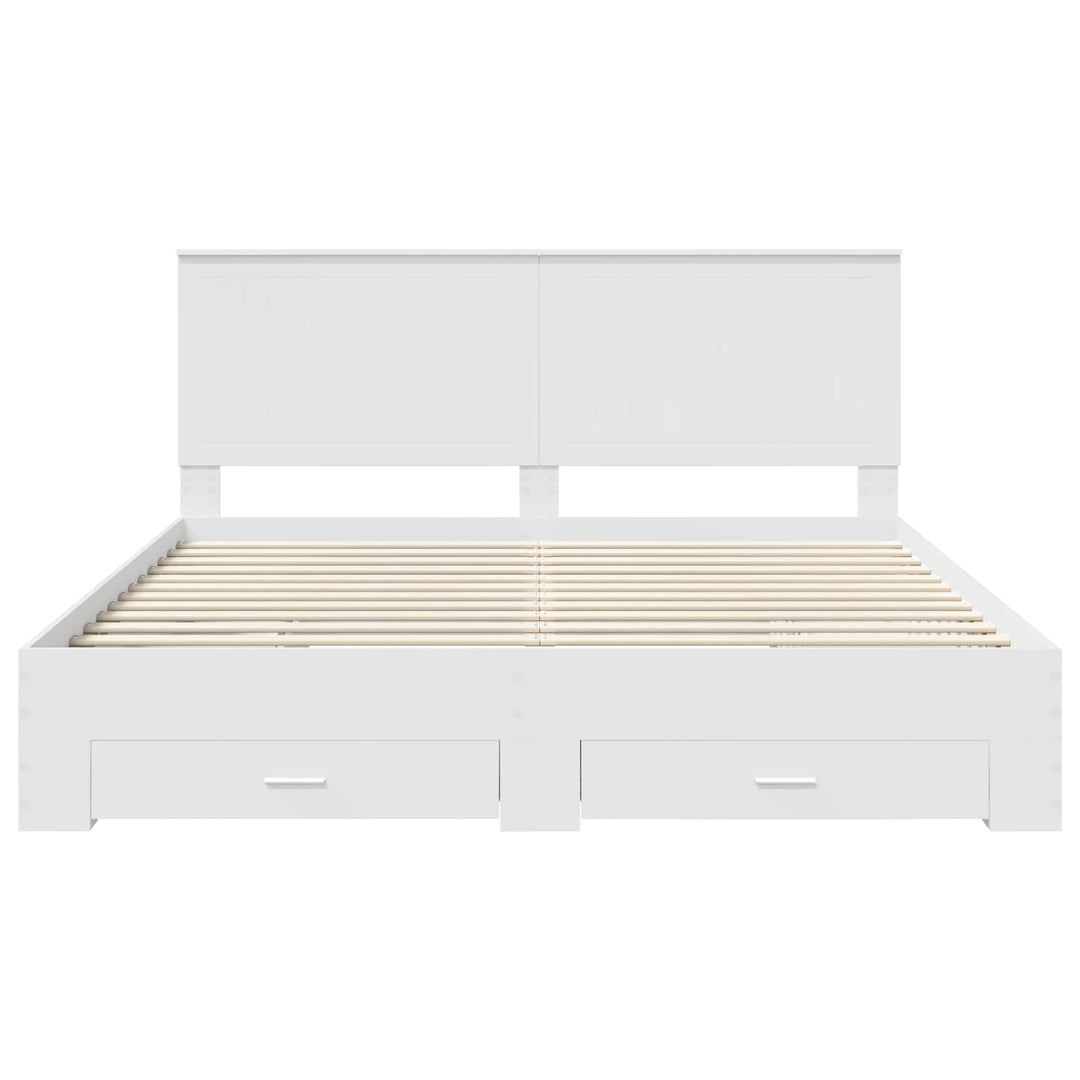 Sengestel med hovedgærde Hvid 180 x 200 cm Konstrueret træ
