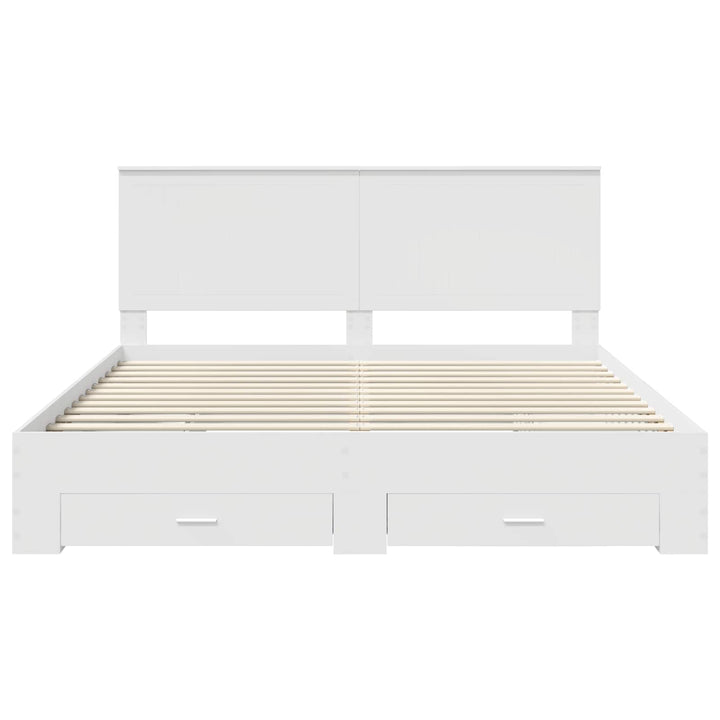Sengestel med hovedgærde Hvid 180 x 200 cm Konstrueret træ