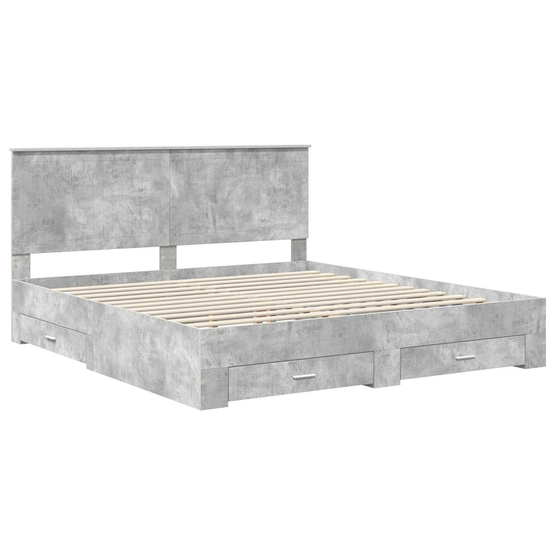 Sengestel med hovedgærde Beton Grå 180 x 200 cm Konstrueret træ