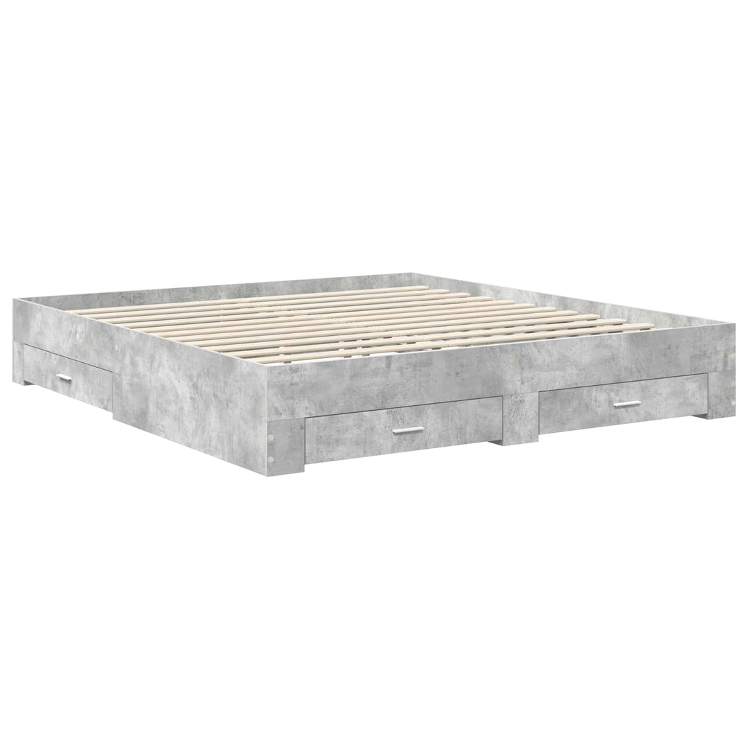 Sengestel med hovedgærde Beton Grå 180 x 200 cm Konstrueret træ