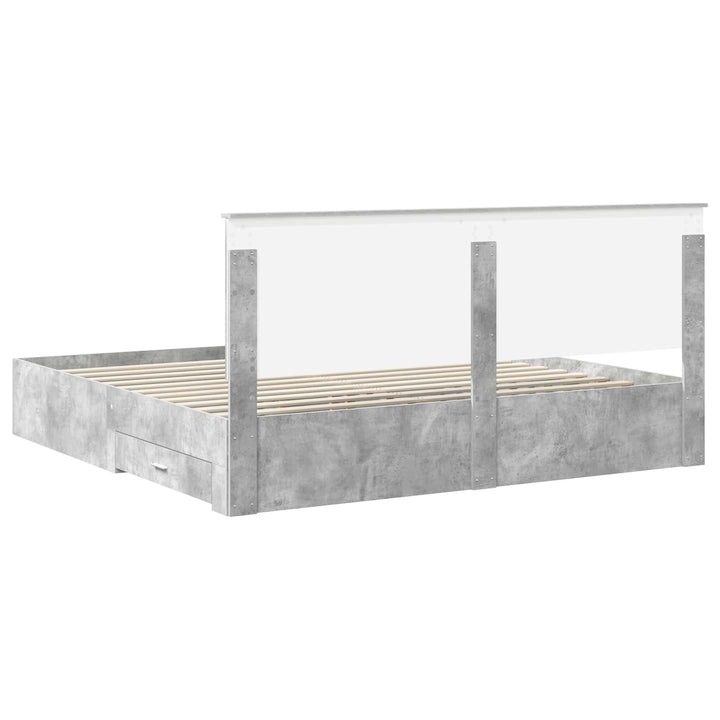 Sengestel med hovedgærde Beton Grå 180 x 200 cm Konstrueret træ