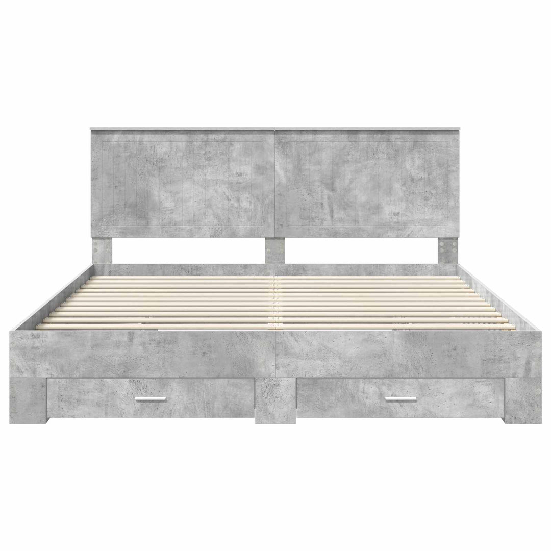 Sengestel med hovedgærde Beton Grå 180 x 200 cm Konstrueret træ