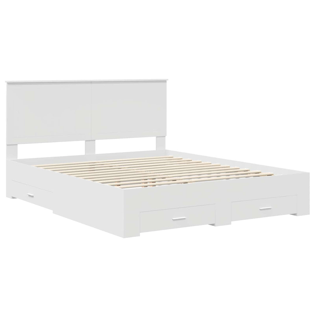 Sengestel med hovedgærde Hvid 160 x 200 cm Konstrueret træ