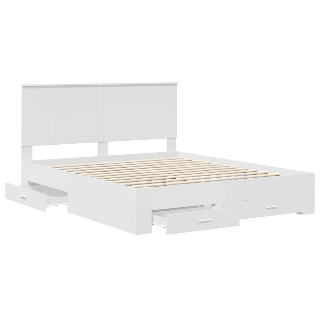 Sengestel med hovedgærde Hvid 160 x 200 cm Konstrueret træ