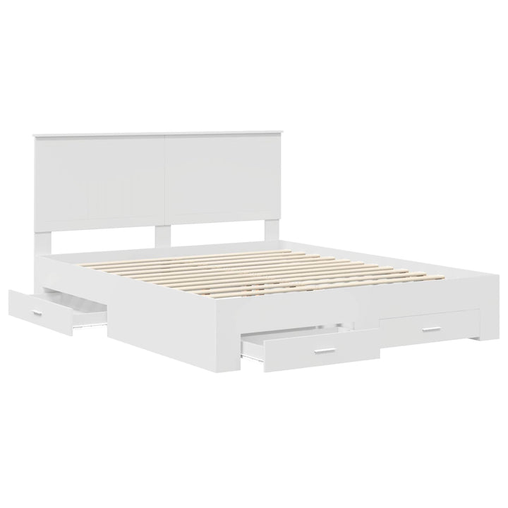 Sengestel med hovedgærde Hvid 160 x 200 cm Konstrueret træ