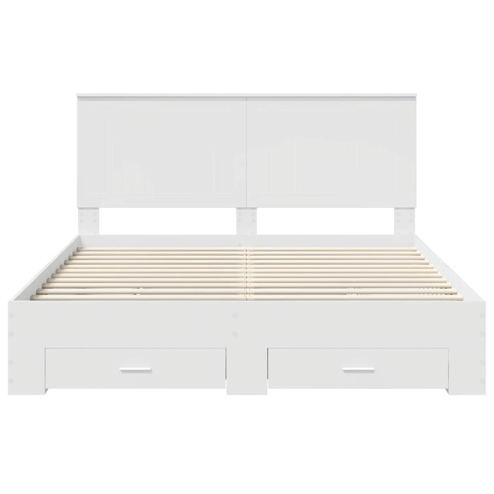 Sengestel med hovedgærde Hvid 160 x 200 cm Konstrueret træ