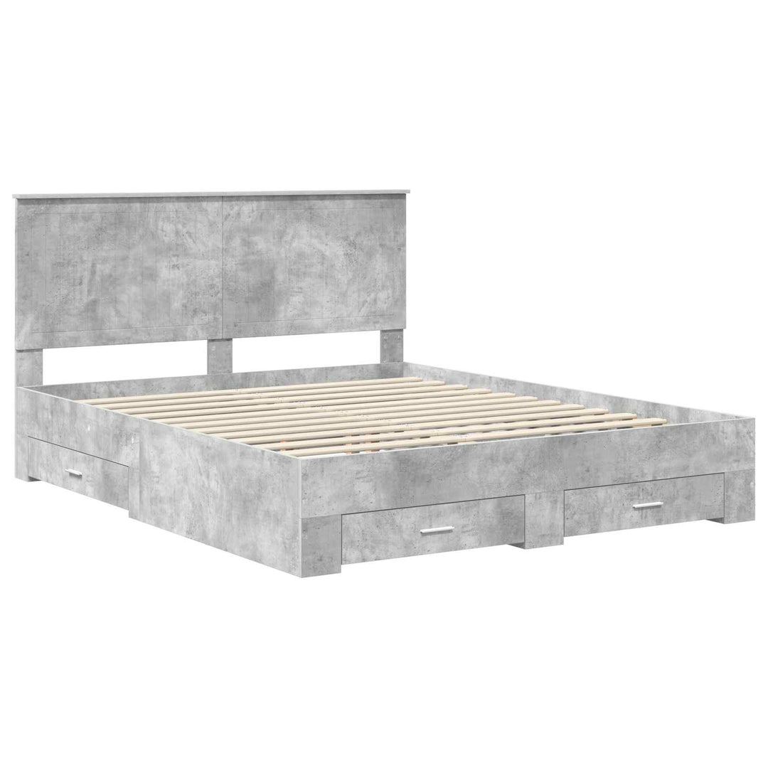 Sengestel med hovedgærde Beton Grå 160 x 200 cm Konstrueret træ