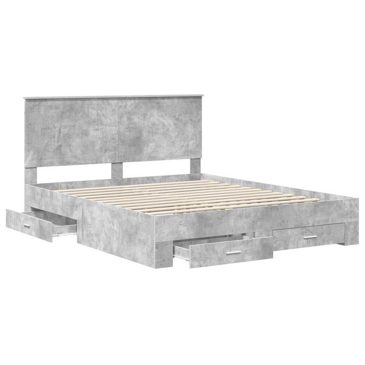 Sengestel med hovedgærde Beton Grå 160 x 200 cm Konstrueret træ