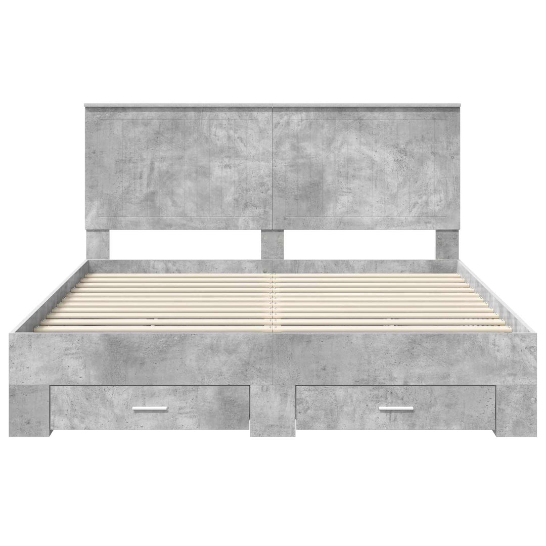 Sengestel med hovedgærde Beton Grå 160 x 200 cm Konstrueret træ