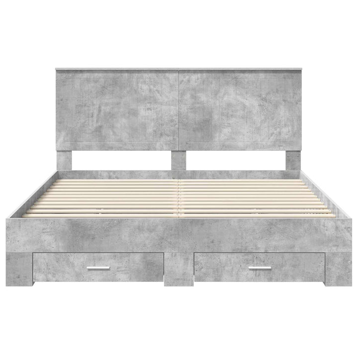 Sengestel med hovedgærde Beton Grå 160 x 200 cm Konstrueret træ