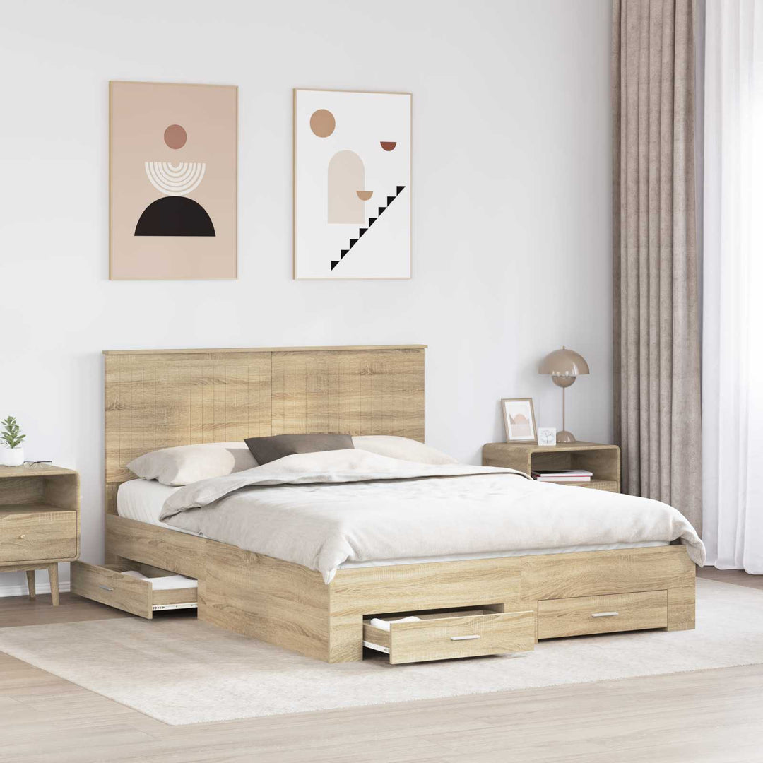 Sengestel med hovedgærde Sonoma eg 150 x 200 cm Konstrueret træ