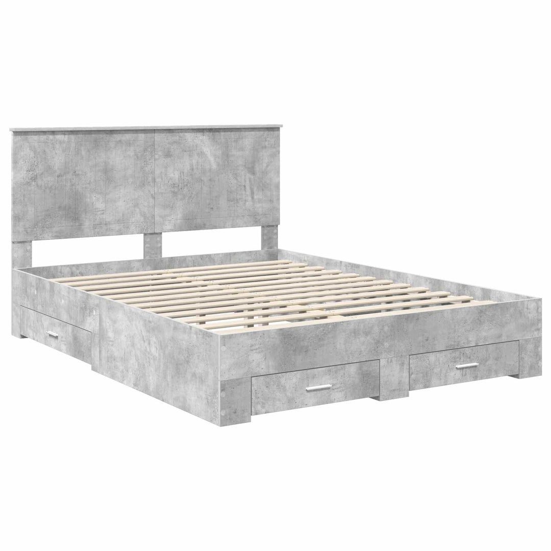 Sengestel med hovedgærde Beton Grå 150 x 200 cm Konstrueret træ