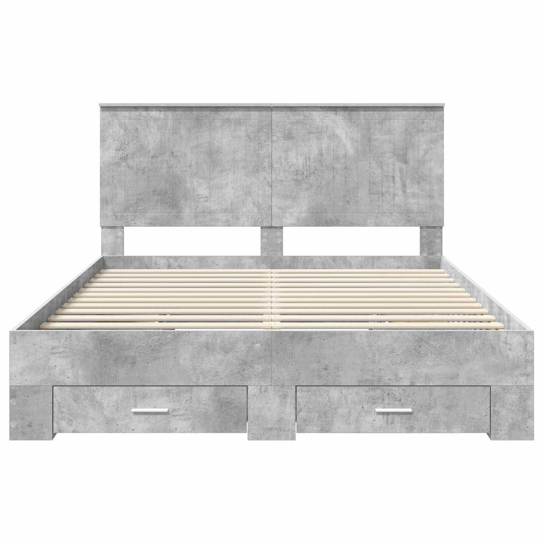 Sengestel med hovedgærde Beton Grå 150 x 200 cm Konstrueret træ