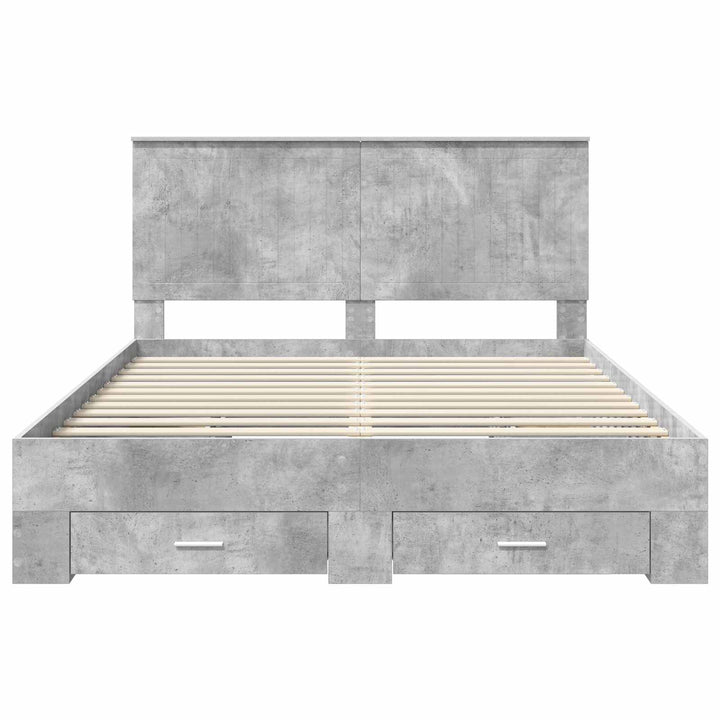 Sengestel med hovedgærde Beton Grå 150 x 200 cm Konstrueret træ