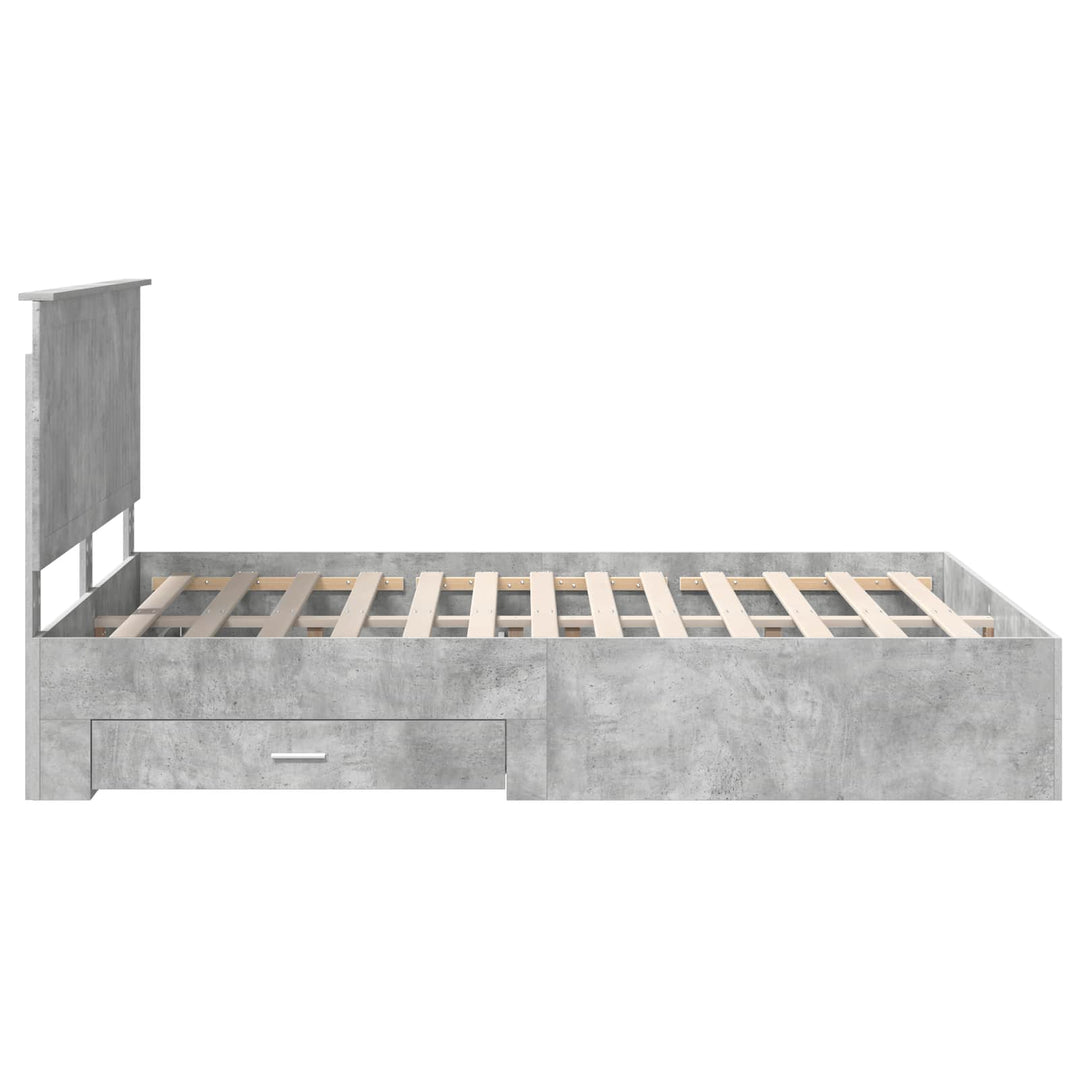 Sengestel med hovedgærde Beton Grå 150 x 200 cm Konstrueret træ