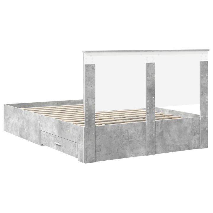 Sengestel med hovedgærde Beton Grå 140 x 200 cm Konstrueret træ