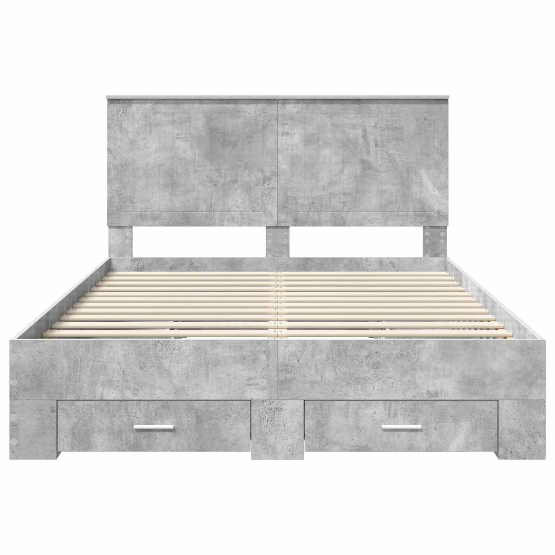 Sengestel med hovedgærde Beton Grå 140 x 200 cm Konstrueret træ