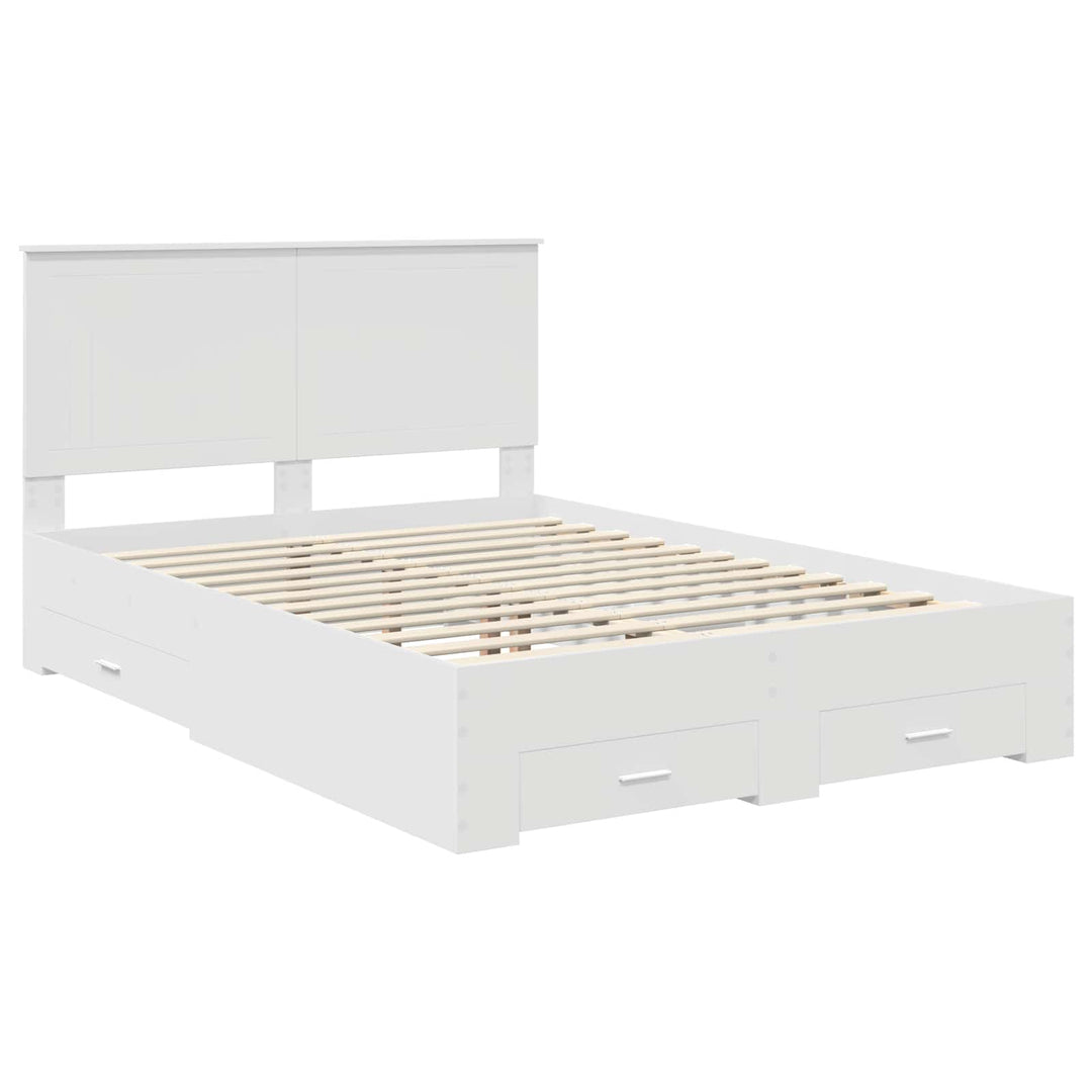 Sengestel med hovedgærde Hvid 140 x 190 cm Konstrueret træ