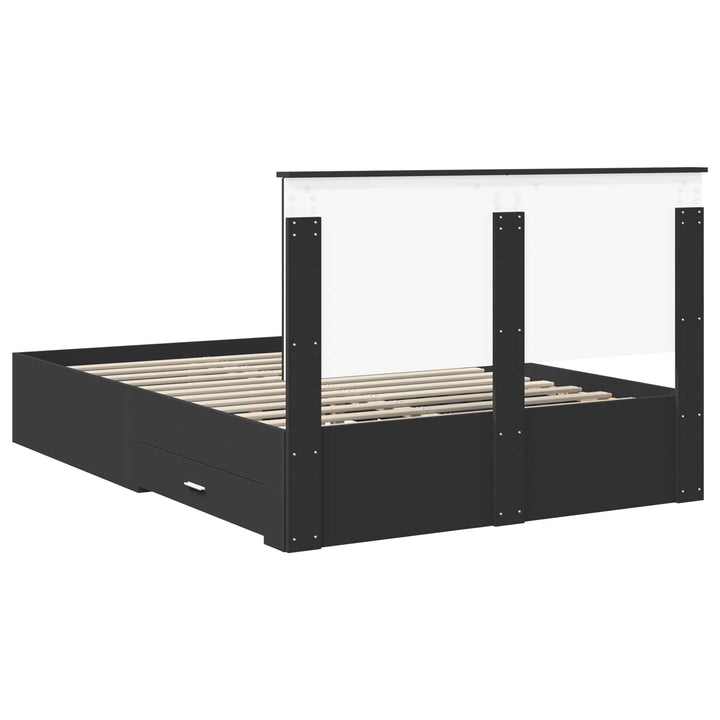 Sengestel med hovedgærde Sort 140 x 190 cm Konstrueret træ