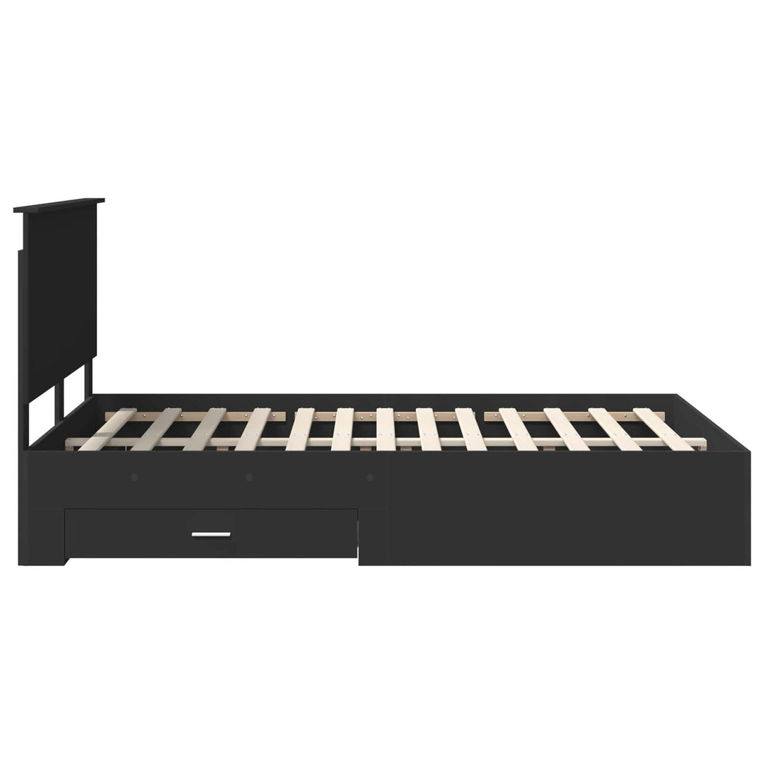 Sengestel med hovedgærde Sort 140 x 190 cm Konstrueret træ