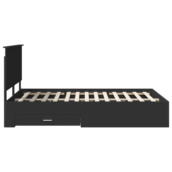 Sengestel med hovedgærde Sort 140 x 190 cm Konstrueret træ
