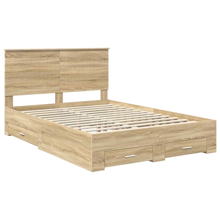 Sengestel med hovedgærde Sonoma eg 140 x 190 cm Konstrueret træ