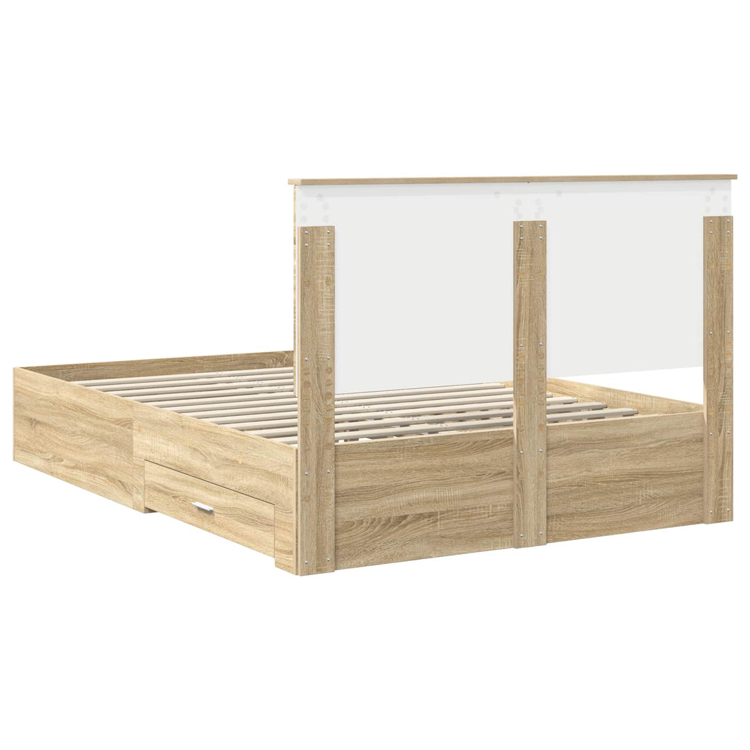 Sengestel med hovedgærde Sonoma eg 135 x 190 cm Konstrueret træ