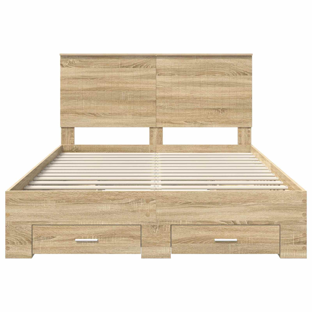 Sengestel med hovedgærde Sonoma eg 135 x 190 cm Konstrueret træ