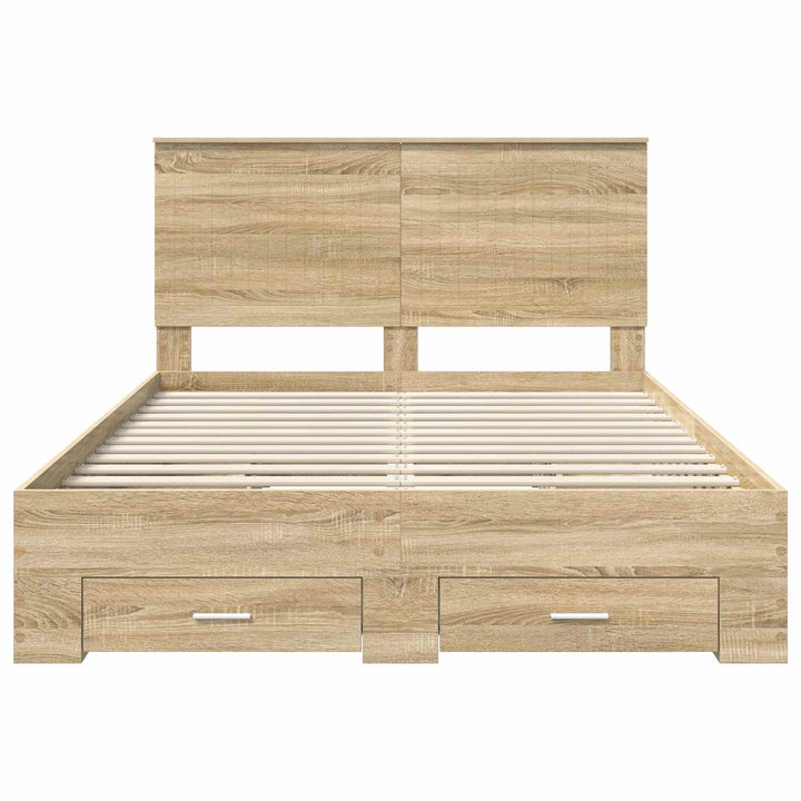 Sengestel med hovedgærde Sonoma eg 135 x 190 cm Konstrueret træ