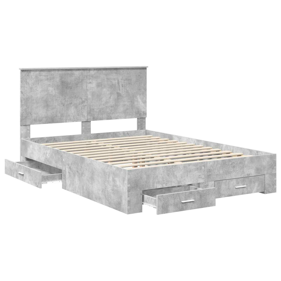 Sengestel med hovedgærde Beton Grå 135 x 190 cm Konstrueret træ