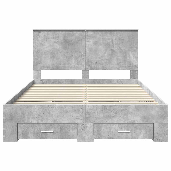 Sengestel med hovedgærde Beton Grå 135 x 190 cm Konstrueret træ