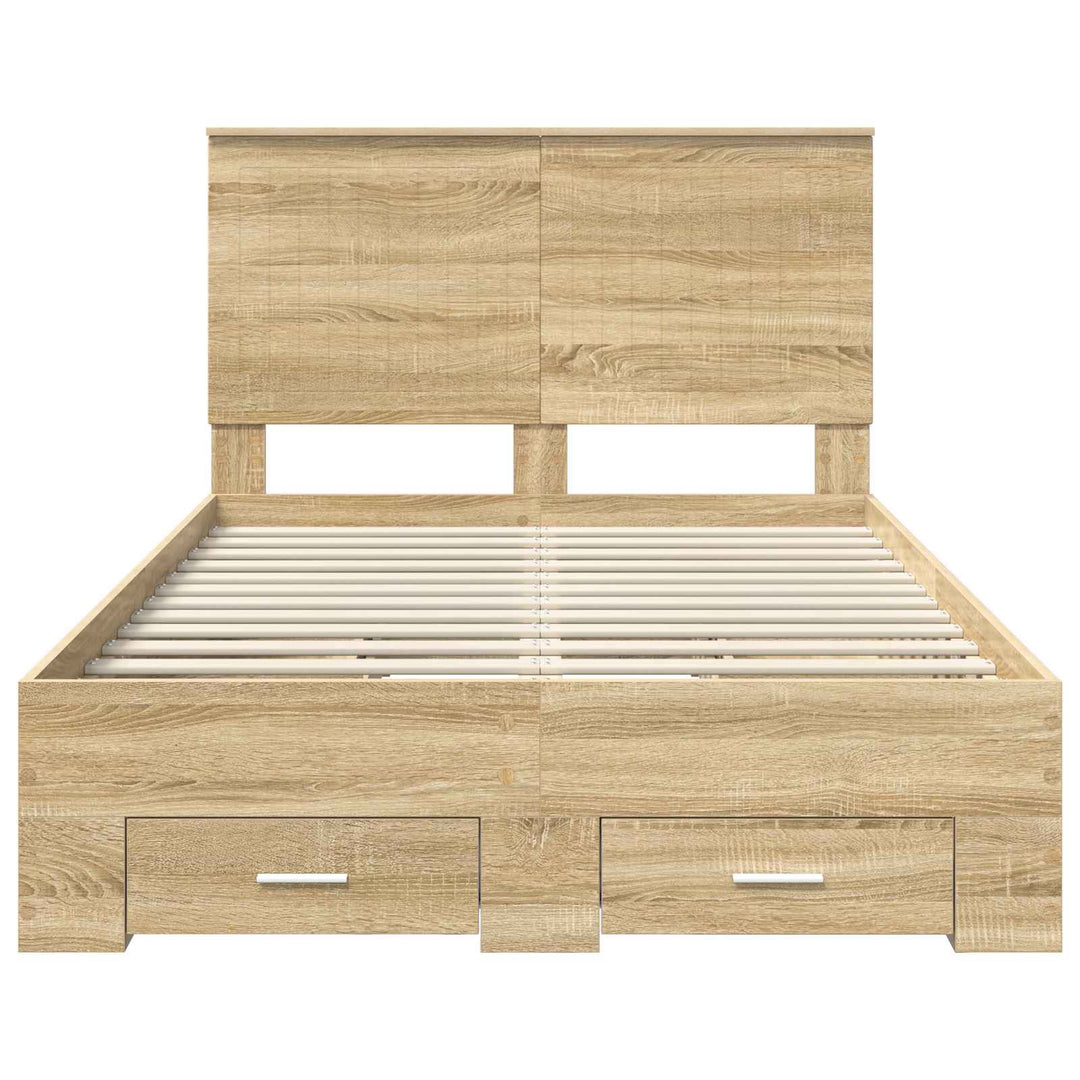 Sengestel med hovedgærde Sonoma eg 120 x 200 cm Konstrueret træ