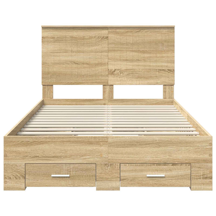Sengestel med hovedgærde Sonoma eg 120 x 200 cm Konstrueret træ