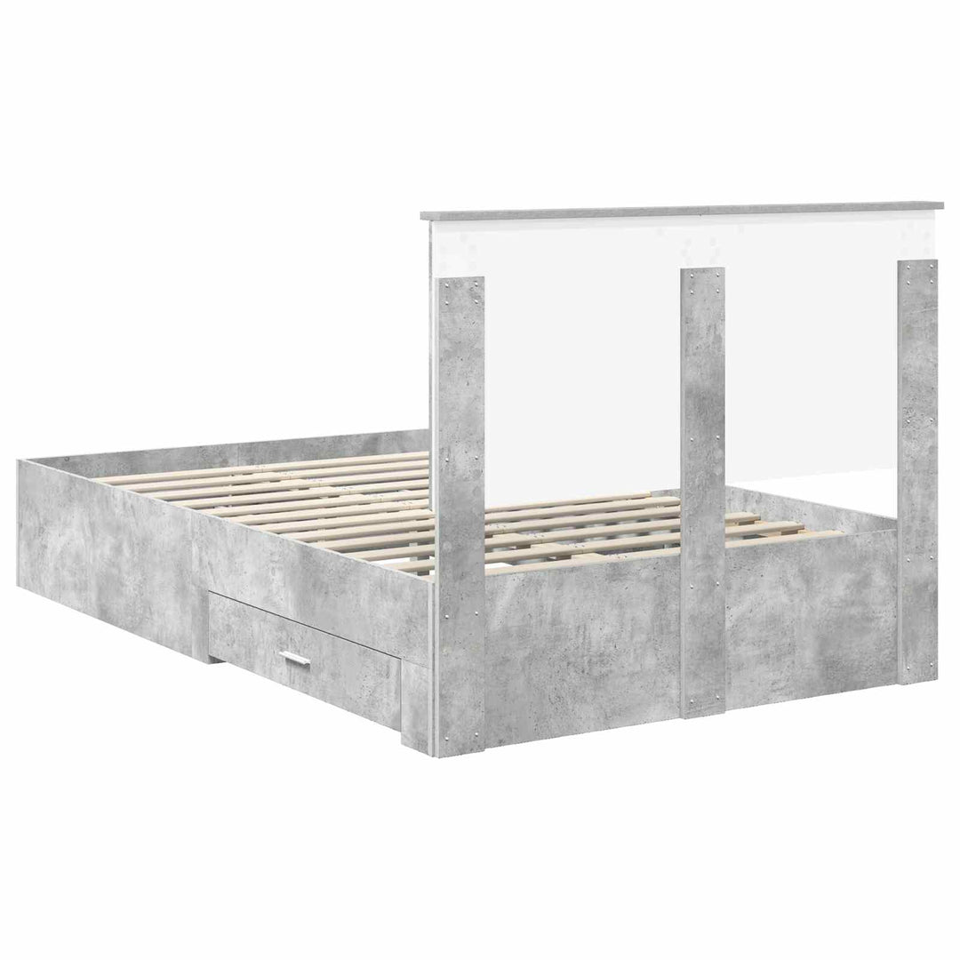 Sengestel med hovedgærde Beton Grå 120 x 190 cm Konstrueret træ
