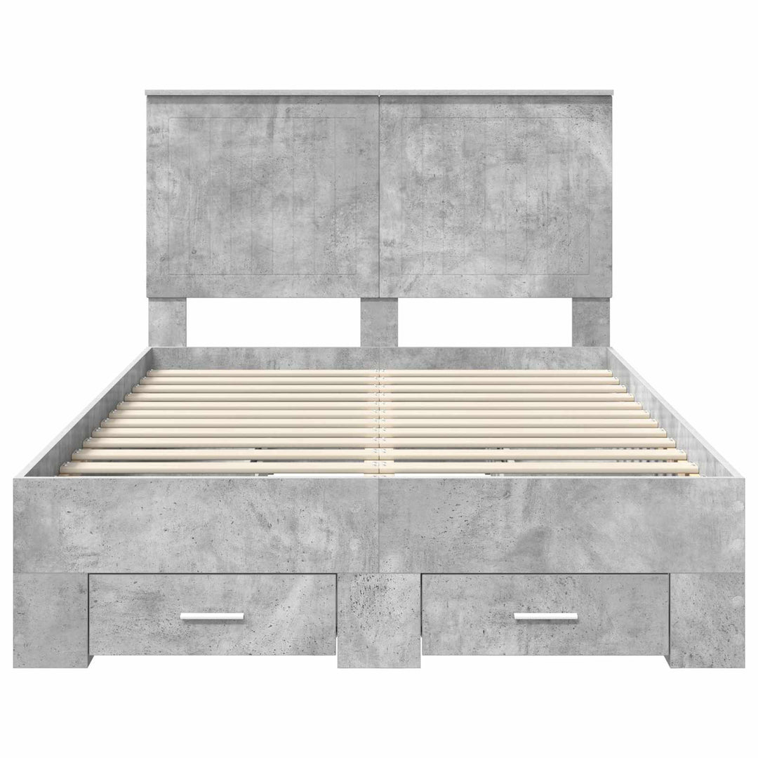 Sengestel med hovedgærde Beton Grå 120 x 190 cm Konstrueret træ