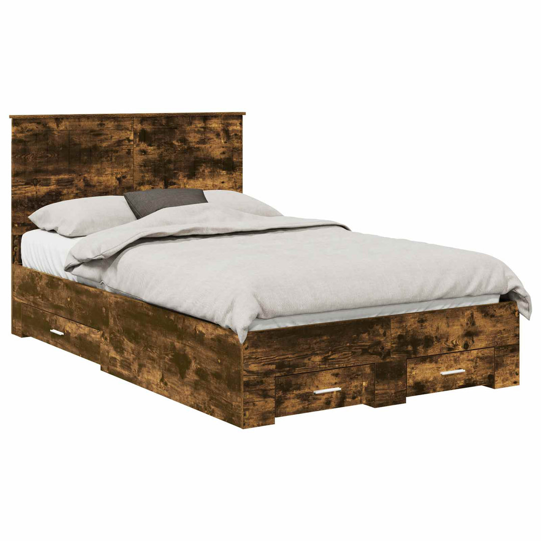Sengestel med hovedgærde Røget eg 120 x 190 cm Konstrueret træ