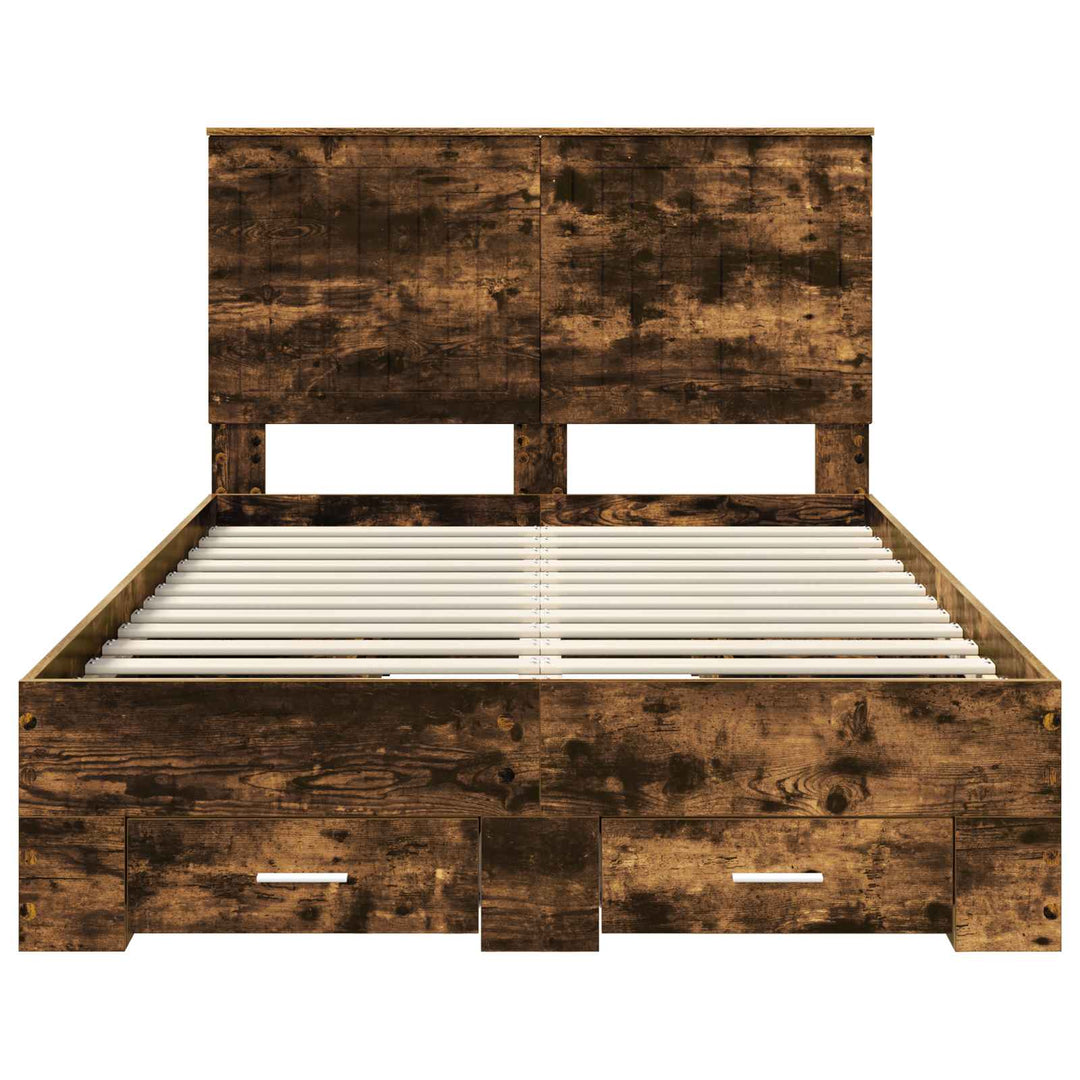 Sengestel med hovedgærde Røget eg 120 x 190 cm Konstrueret træ