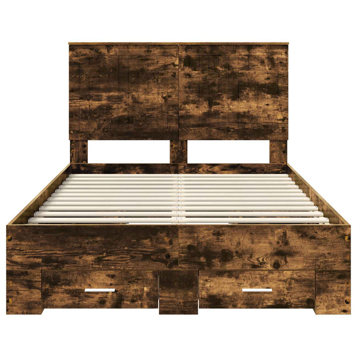 Sengestel med hovedgærde Røget eg 120 x 190 cm Konstrueret træ