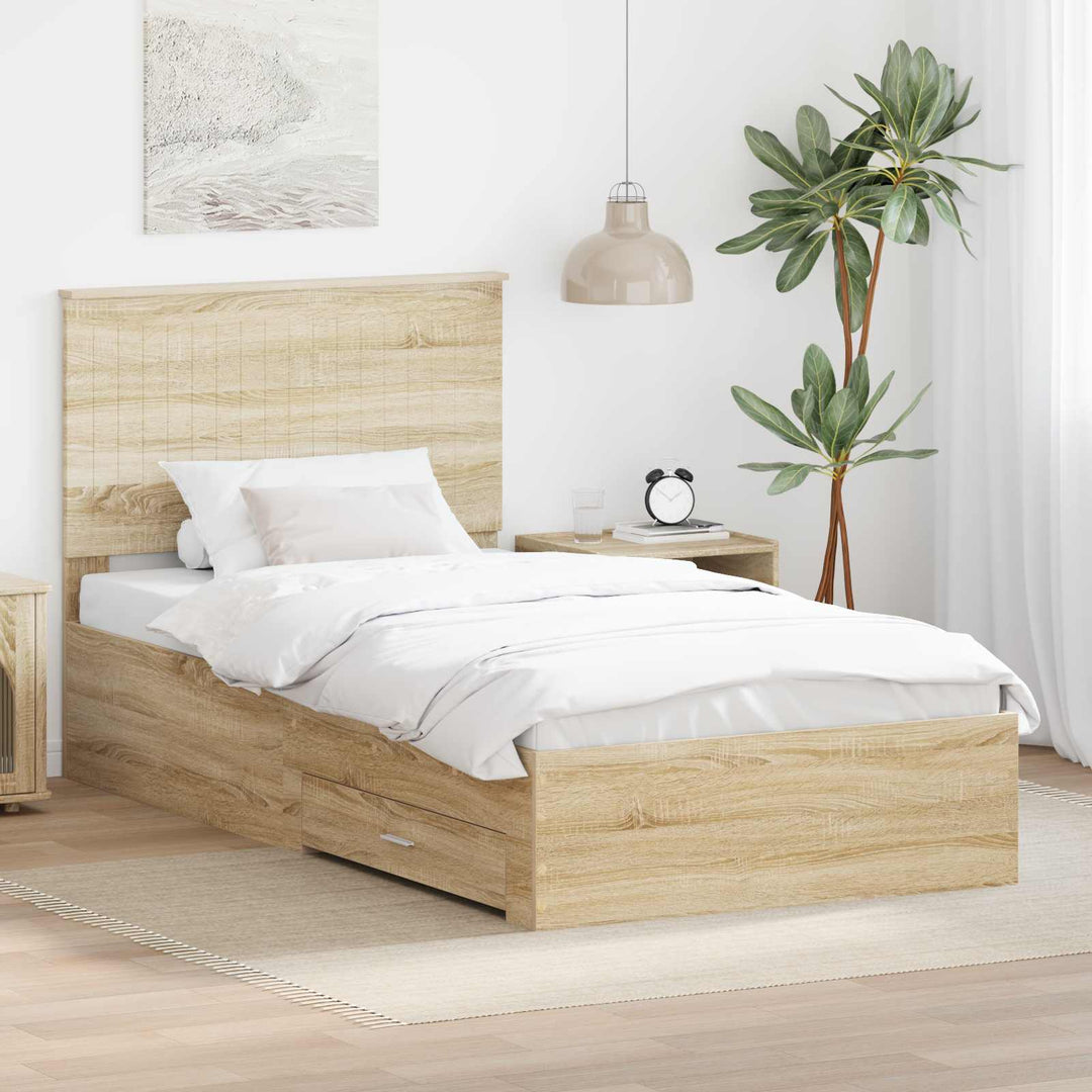 Sengestel med hovedgærde Sonoma eg 100 x 200 cm Konstrueret træ