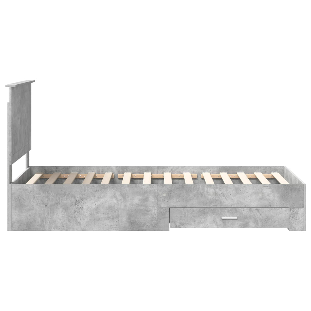 Sengestel med hovedgærde Beton Grå 90 x 200 cm Konstrueret træ