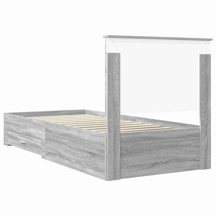 Sengestel med hovedgærde Grå Sonoma 90 x 200 cm Konstrueret træ