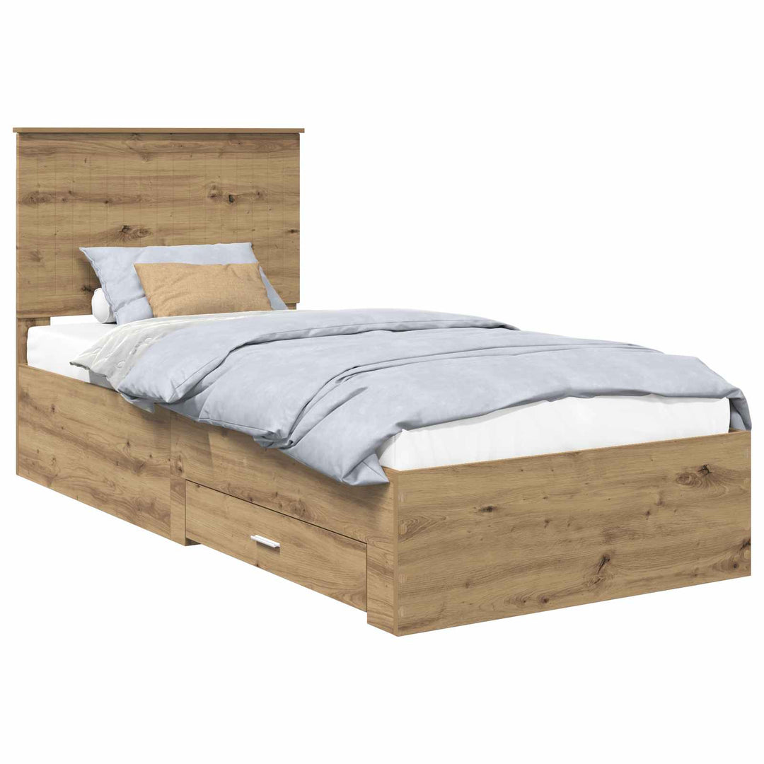Sengestel med skuffe Artisan Egetræ 90 x 190 cm Konstrueret træ