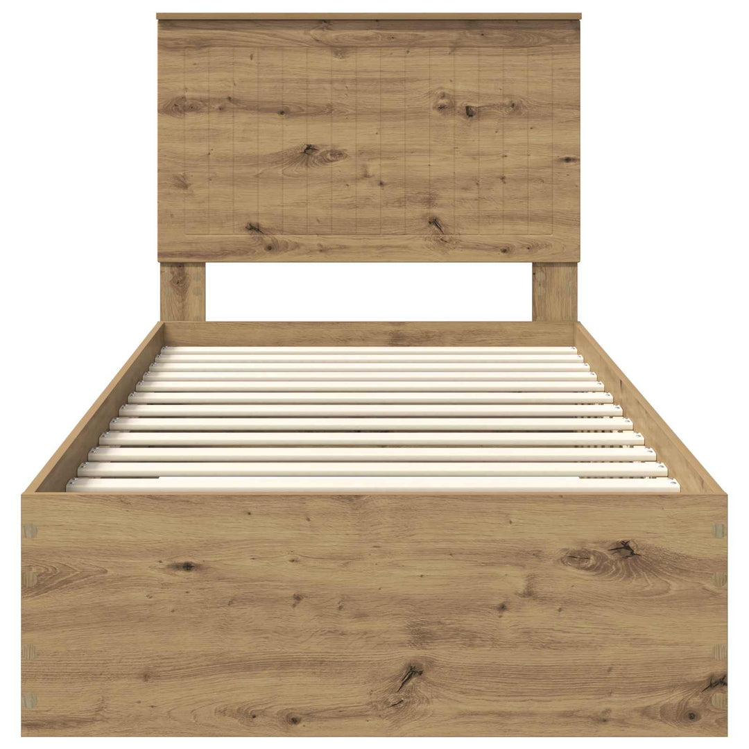 Sengestel med skuffe Artisan Egetræ 90 x 190 cm Konstrueret træ