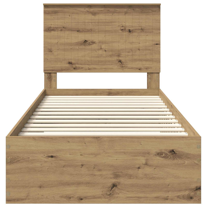Sengestel med skuffe Artisan Egetræ 90 x 190 cm Konstrueret træ