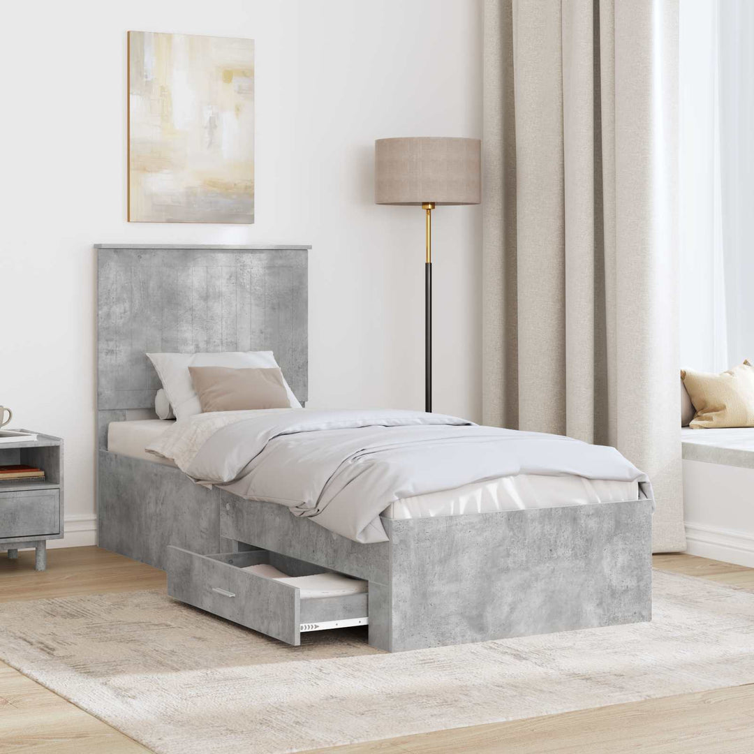 Sengestel Beton Grå og Sølv 70 x 190 cm Konstrueret træ